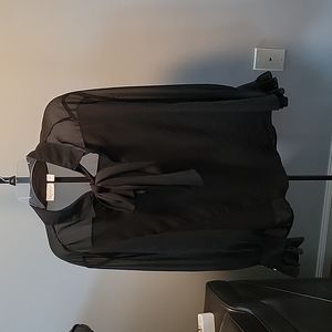 Black sheer neck tie shirt